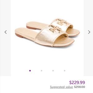 Tory Burch Gold Eleanor Leather Slide
